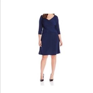 NY Collection navy blue 3/4 Sleeve Dress 1X